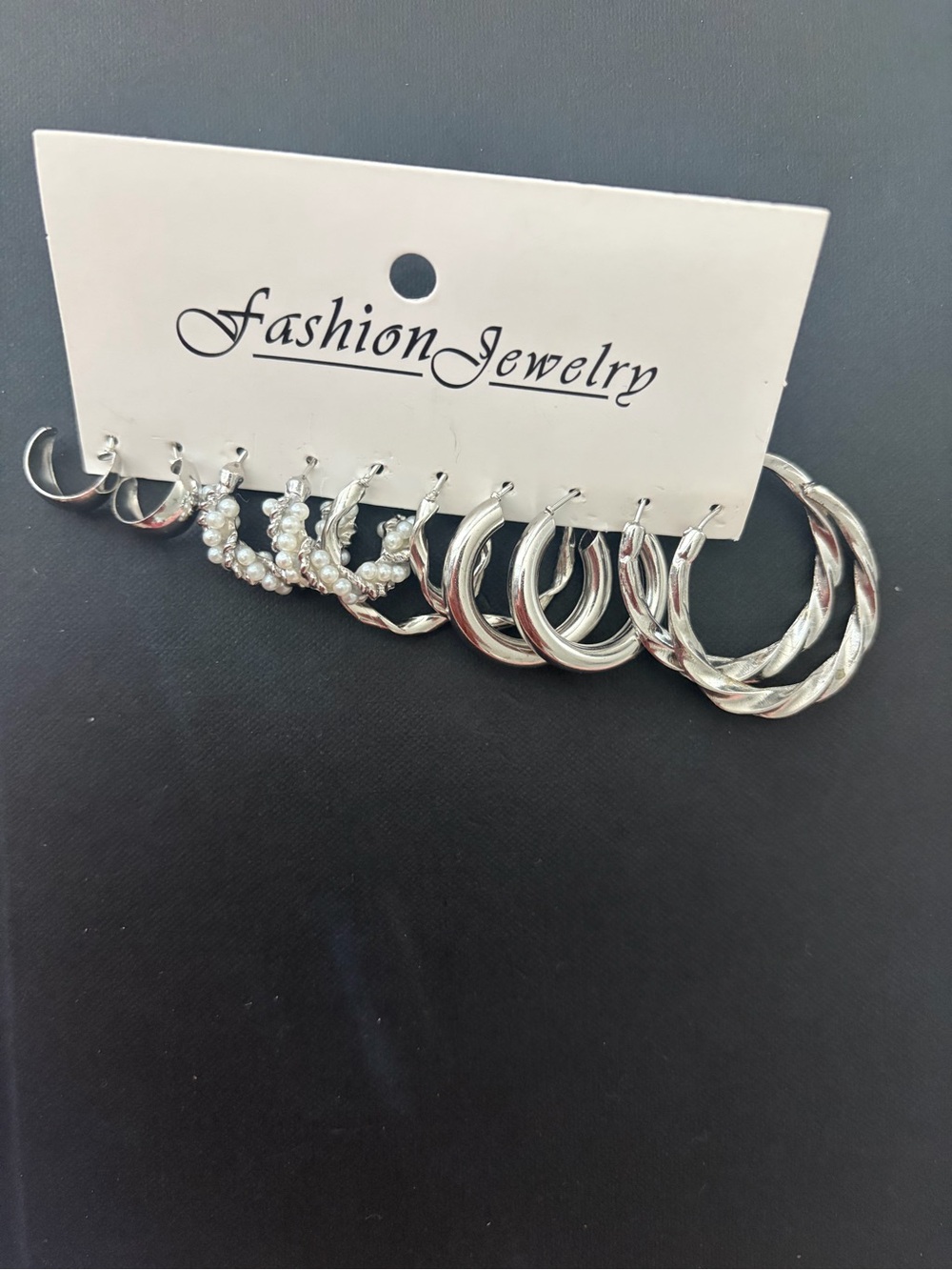 Fashion Jewelry Silver Multi-Hoop and Pearl Accent Earring Set